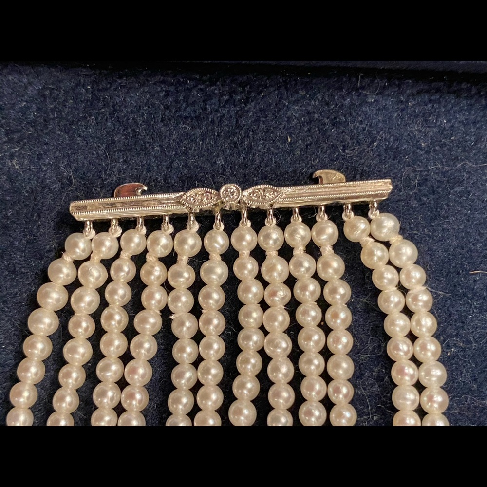 DIAMOND PLATINUM AND SEED PEARLS  CHOCKER - Picture 9 of 16
